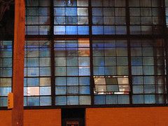 blue tinted factory windows