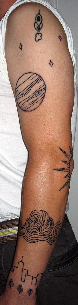 the author's left arm tattoos
